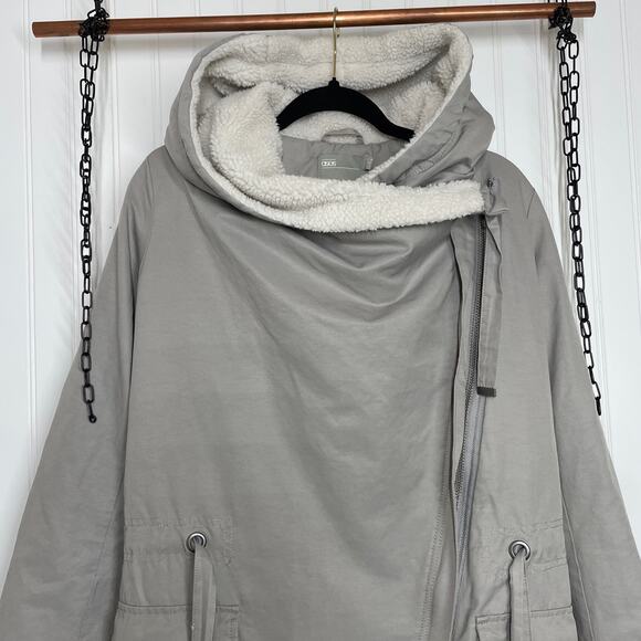 ASOS DESIGN Women’s Gray Borg Liner Waterfall Hooded Parka Size 2 - Outdoor - Picture 6 of 11